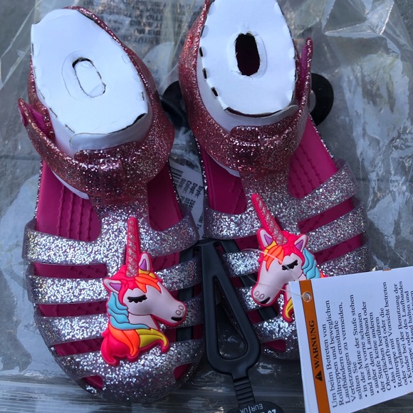 New Crocs Unicorn Charm Glitter Sandals Girls Kids - Picture 16 of 16